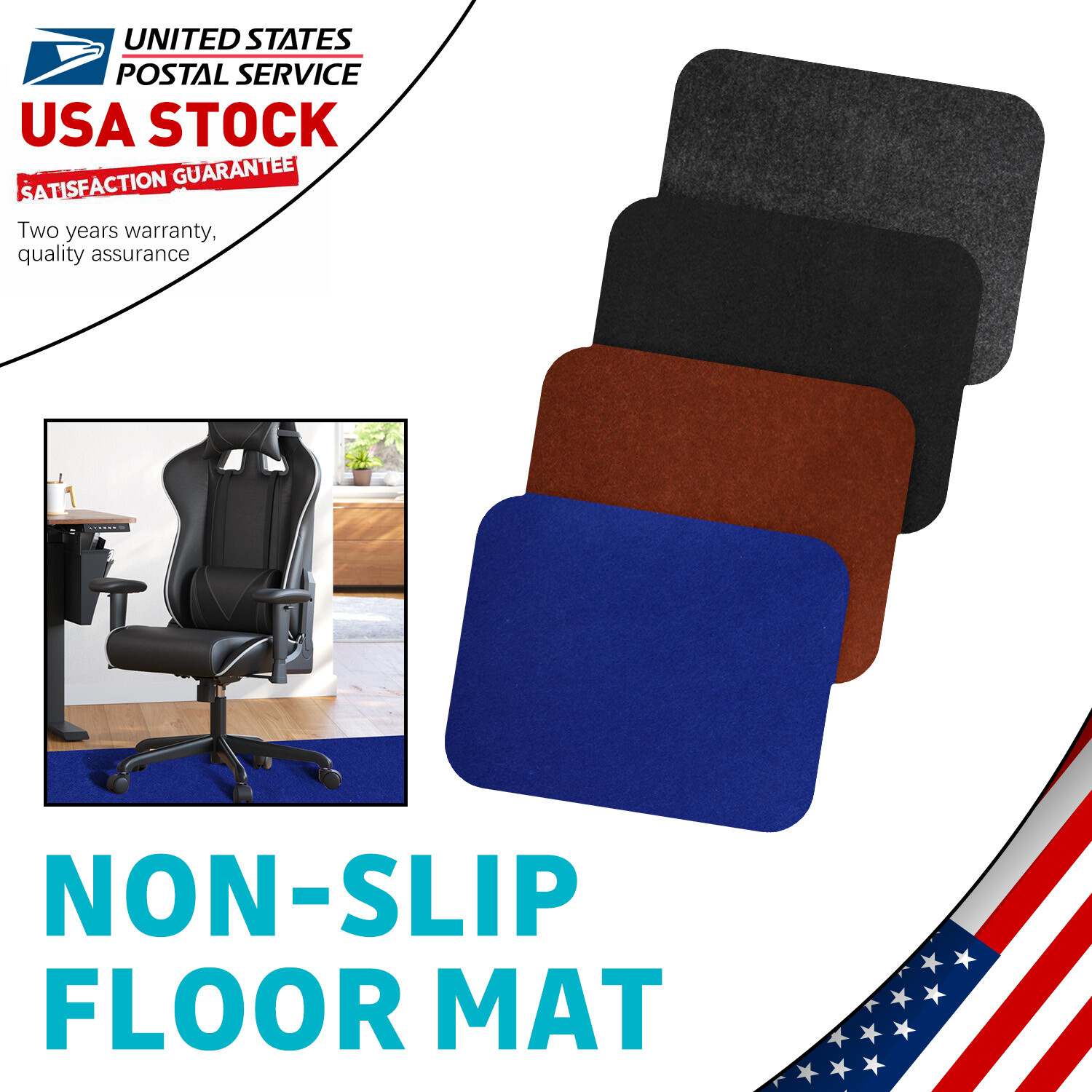 2-32sqft Non-Slip Carpet Chair Mat for Home & Office Floor Protection