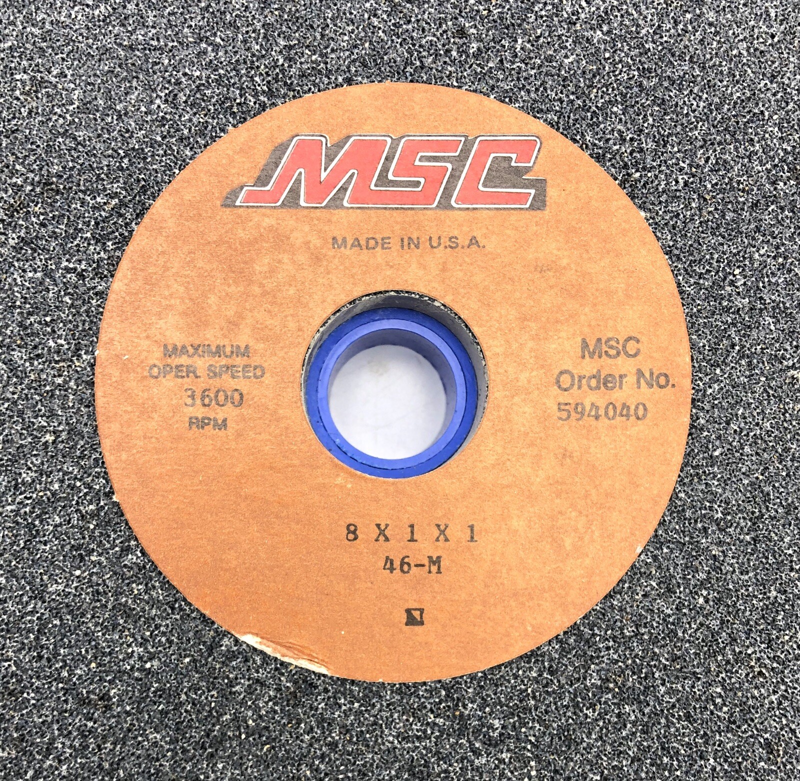 MSC GRINDING WHEEL (8" DIAM) 8 x 1 x 1 (46M) Max. Speed 3600 RPM