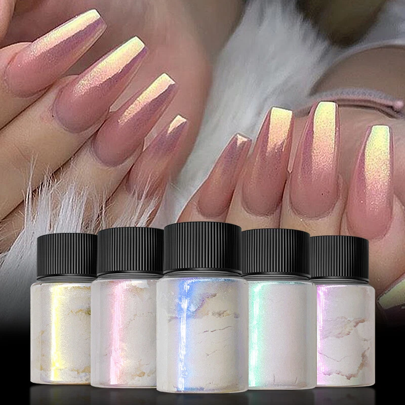 10g/Bottle White Chrome Pearl Nail Powder Glitter Manicure Nail Art  Decoration