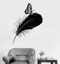 Vinyl Wall Decal Feather Butterfly Room Decoration Stickers 639ig