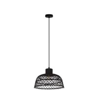 Eglo Ausnby Pendel HäNge Leuchte Lampe Schwarz E27 Holz Stahl Boho Rattan Design