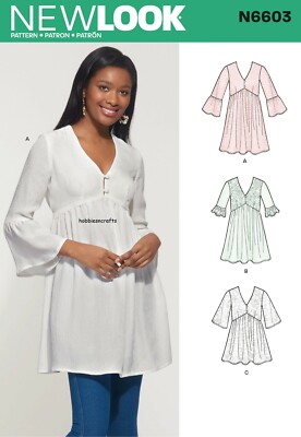 NEW LOOK 6603 MISSES KLEID TUNIKA & TOP Schnittmuster - Gr. 8 - 20