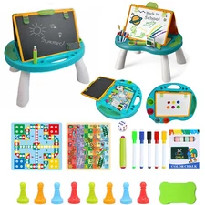 Kids Double Faced Drawing Writing Board With Whiteboard Pen Activity Gaming Desk
