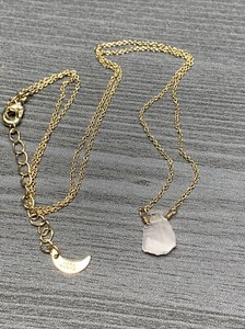 Authentic LUNA NORTE DELICATE GOLD Gold plated NECKLACE 18” Rose Quartz