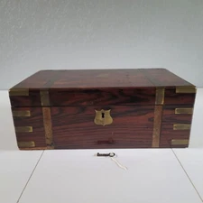 Antique Victorian Wooden Writing Slope w/ Secret & Hidden Drawers, Key