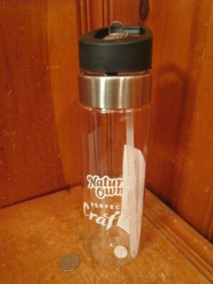 Nature's Own Bread Bakery Screw Top Plastic Water Bottle w/ Straw Promo Item NEW