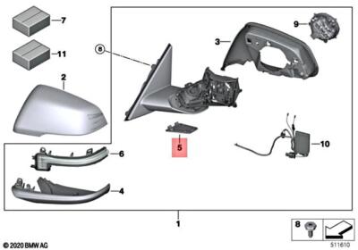 Genuine BMW Z4 F39 G29 X2 16d 18d 18dX 18i Cover Mirror Base Left 51168499561