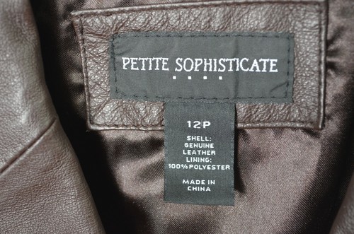 Petite Sophisticate Woman's 12P Brown Leather Jacket - Picture 3 of 5