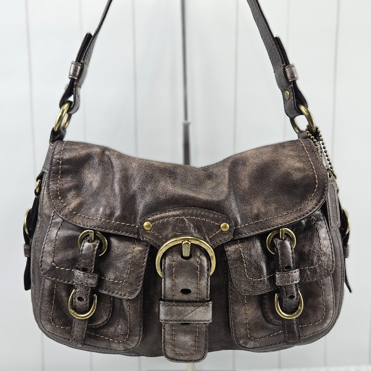 Coach Legacy Garcia Hobo Metallic Bronze Shoulder Bag Buckle Flap 