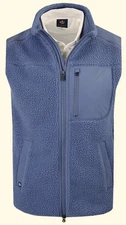 NEW Donald Ross SPORT James Sherpa Full-Zip Vest MEDIUM Denim BLUE Pockets