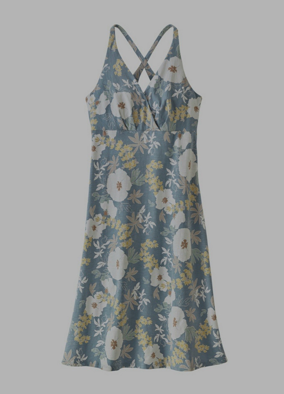 PATAGONIA Amber Dawn Organic Cotton/Span Surplice Dress Women’s M Floral Outdoor