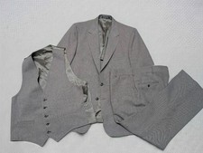 vintage USA made 3PC SUIT gray 42R 40x30 FLECKED faux tweed 1970s polyester