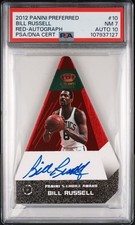2012 Panini Preferred BILL RUSSELL Red Autograph #2 of 25 PSA 7 AUTO 10