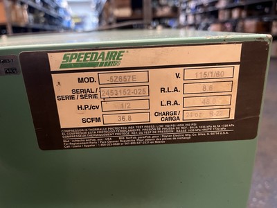 SPEEDAIRE,5Z657E,REFRIGERATED AIR COMPRESSOR DRYER 1PH 115V 1/2HP