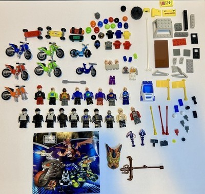 Vintage Mega Bloks Xtreme Sports Blok Bots Lot 18 Figures Bikes Parts