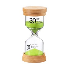 30 Minute Sand Timer, Wooden Sand Watch for Office Decor, Green