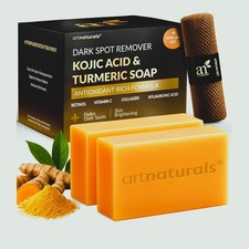 Kojic Acid Soap  African Net Sponge 2 pack X 142g Turmeric bars 