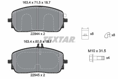 TEXTAR 2294401 Bremsbelagsatz, Scheibenbremse für MERCEDES-BENZ,MERCEDES-BENZ (B