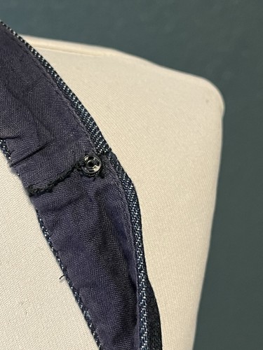 Y2K Auth PRADA Bustier Top Denim Blue Jean Tank Dress 38 XS Italy RIRI ZIPPER - Foto 15 di 19