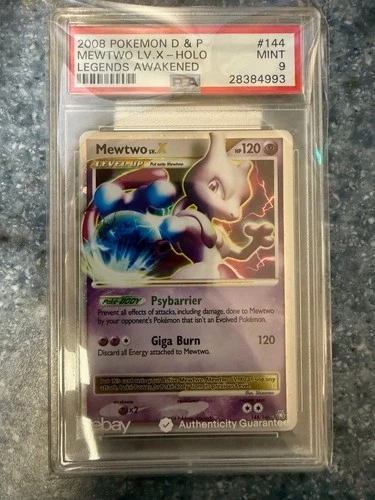 2008 POKEMON DIAMOND & PEARL LEGENDS AWAKENED #144 MEWTWO LV.X-HOLO LEGEN PSA 9