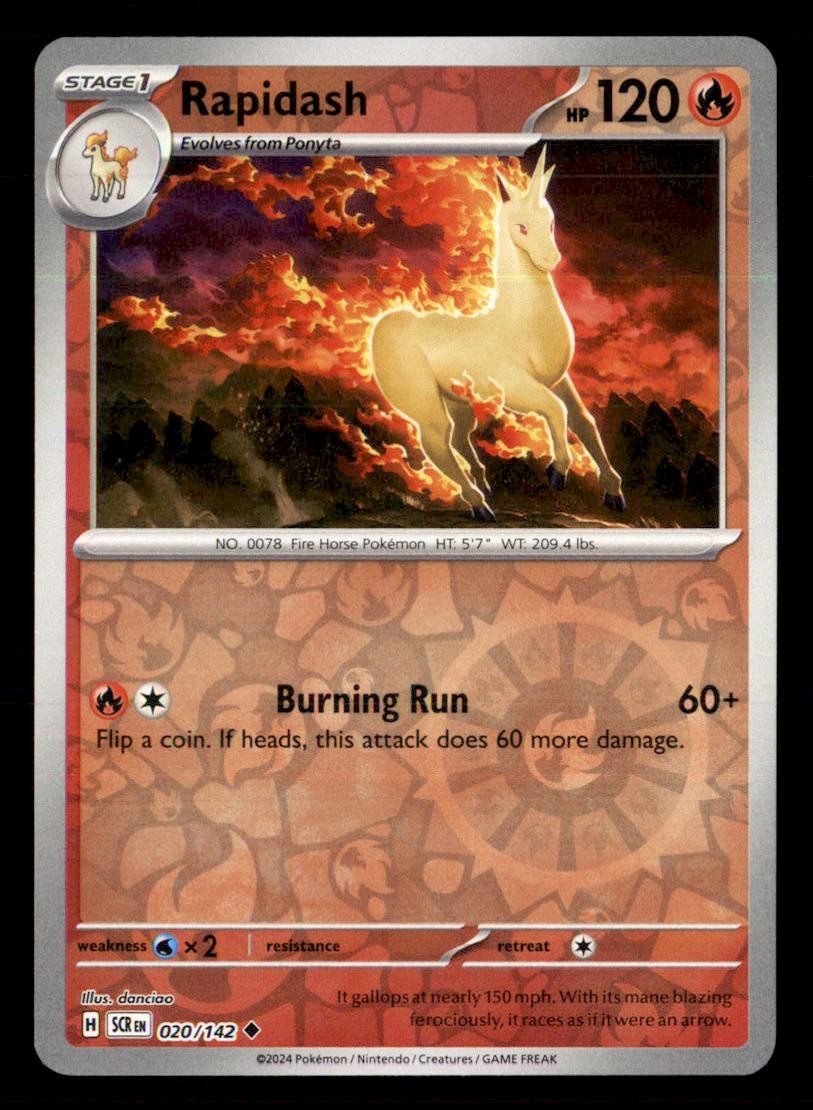 Rapidash 20/142 Uncommon Stellar Crown Pokemon Reverse Holo Near Mint