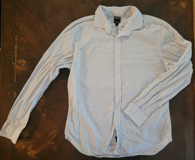 Todd Snyder Button Shirt Mens Large White Blue Seersucker Striped Long Sleeve