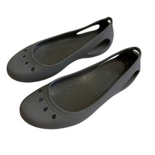 Crocs Kadee Flat Shoes Womens Sz 9 Grey Ballet Slip On Comfort Croslite 11215