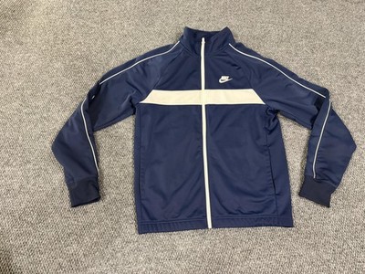 Nike Jacket Mens Small Blue White Track Full Zip Stripe Athletic
