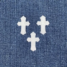 3-Pack White Cross Applique Patch - Embroidered Christian Badge 1.25" (Iron On)