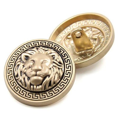 Schaftknopf Löwenkopf, Metall, geprägt, Anzug, Shirt, DIY, 10 Stück, gold, 15 mm