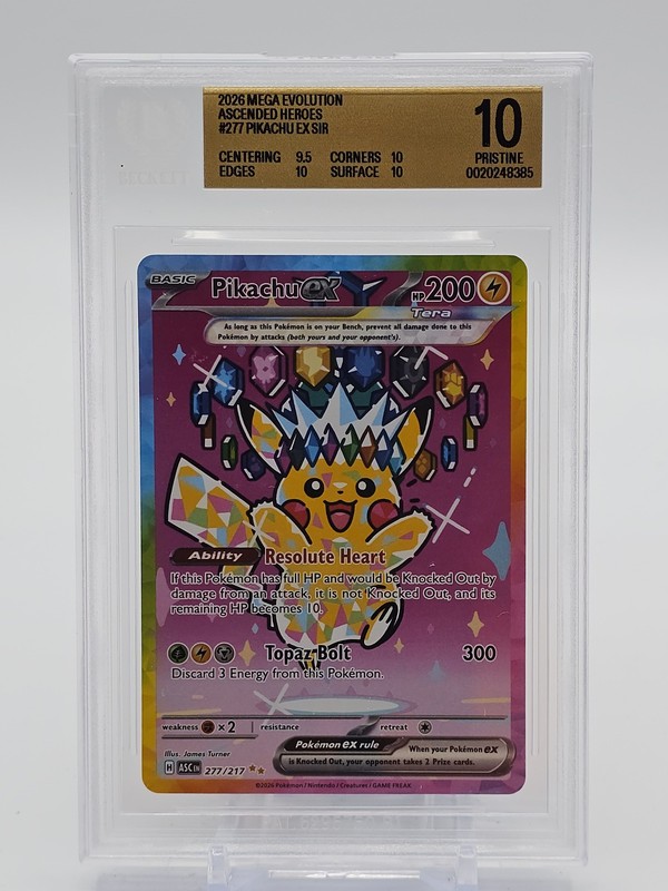PIKACHU EX 2026 POKEMON MEGA EVOLUTION ASCENDED HEROES SIR BGS 10 PRISTINE Q7285