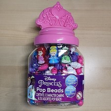 Disney Princess Pop Beads Jewelry Set 250 Beads- Ariel- Cinderella- Tiana Charms