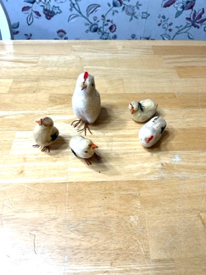 SET OF 5 COTTON EASTER CHICKENS OF DIFFERENT SIZES  FROM THE EARLY TO MIDDLE 190