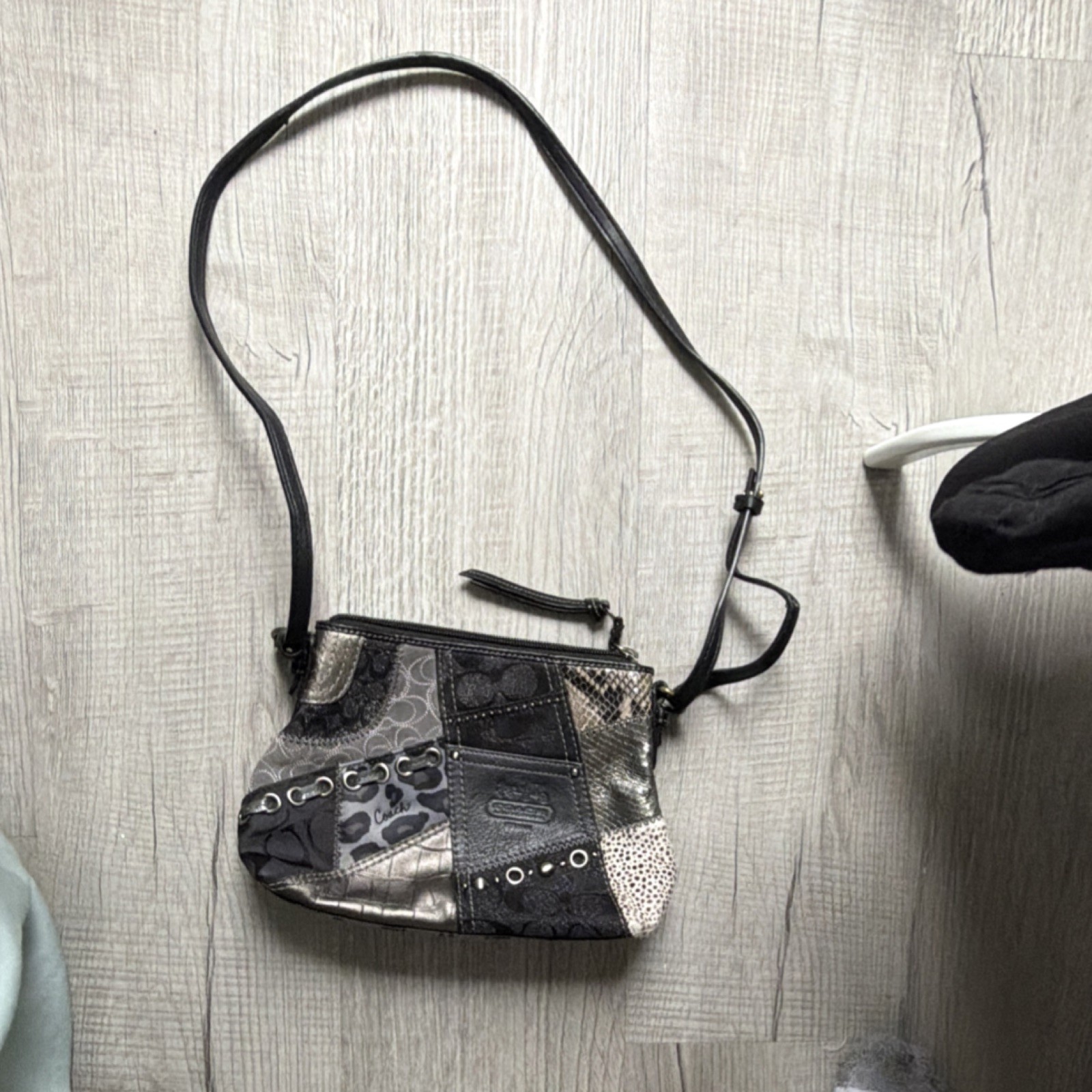 Coach Patchwork Animal Print Metallic Shoulder Ba… - image 1