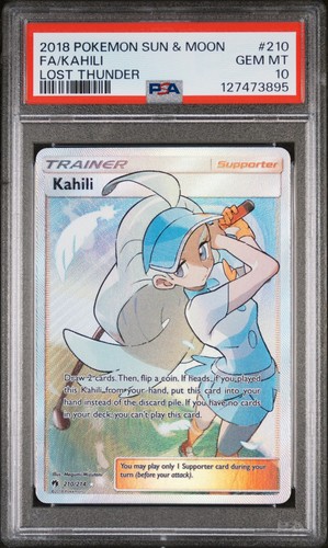 2018 Pokemon Sun And Moon Lost Thunder Kahili #210 PSA 10 Gem Mint Full Art
