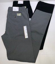 Mens SLIM FIT Chino pants 32  W x 34  L GRAY or BLACK 5 pocket Slim hip, thigh, L