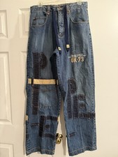 RARE VTG Pepe Jeans London UK 73 Y2K Hip Hop Baggy Wide Leg Stitch Details 32x30