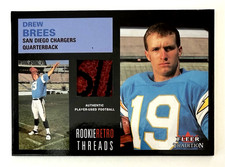 Drew Brees 2001 Fleer Tradition Rookie Retro Threads RC GU Football Relic