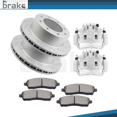 2X Rear Brake Calipers Rotors & 4X Pads For 1999 2000-2004 Ford F-350 Super Duty