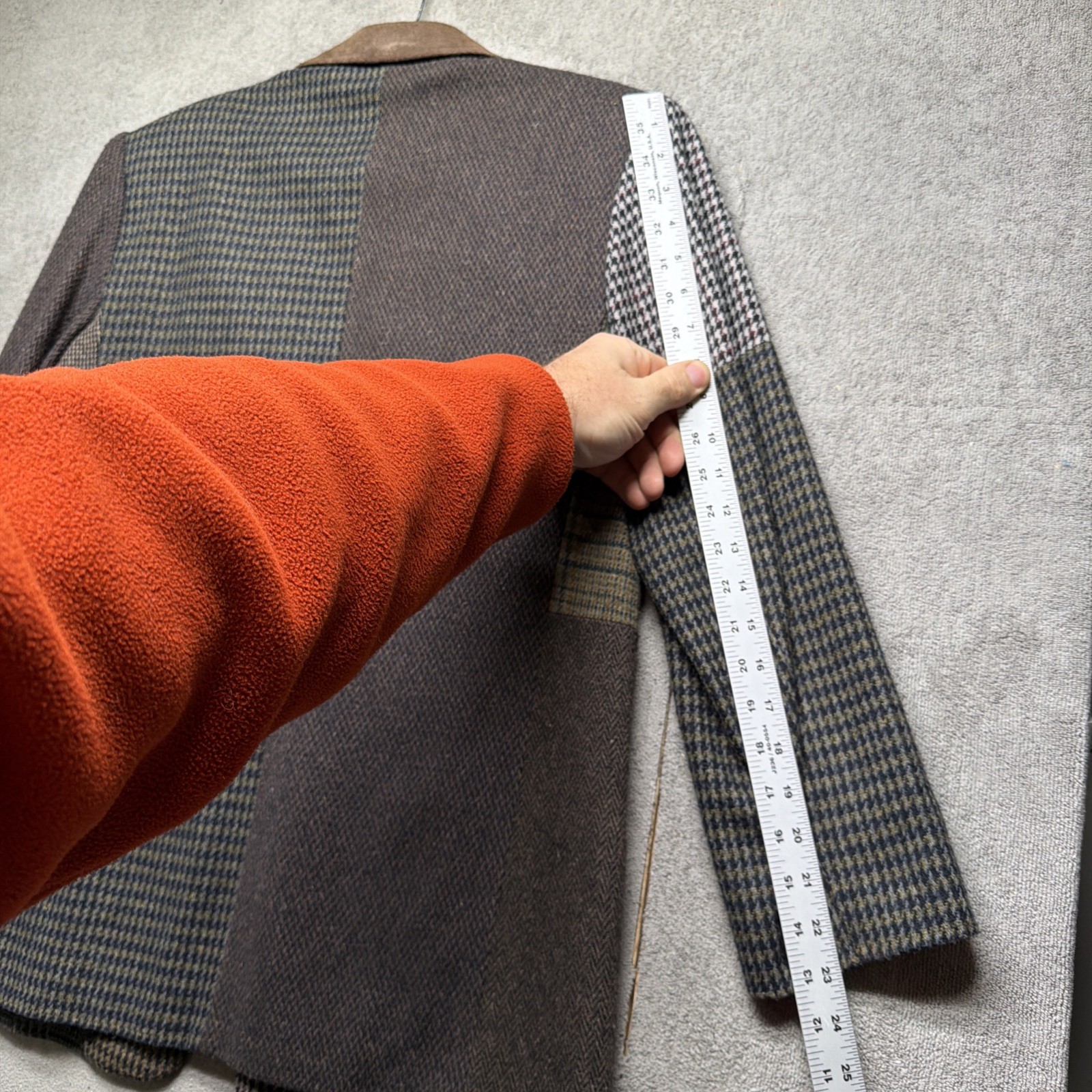 Patchwork Tweed Wool Blazer Equestrian Preppy Lea… - image 9