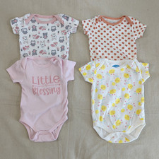 Baby Girl Bodysuit Lot 4 Size 6-9M Floral Animal Lemon Mixed Brand