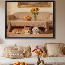 Corgi Dog Canvas Print Oil Painting Vintage Wall Art Living Room Decor Artwork