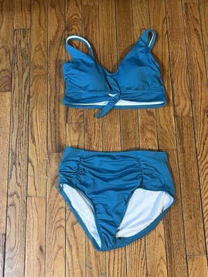 Women's size Small Maurices Teal High Waisted Padded Conservative Modest Bikini