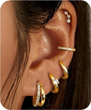 Gold Hoop Earrings for Women Hypoallergenic 14K Gold Plated Chunky Huggie Earrin