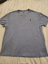 Polo Ralph Lauren Men s Large Classic Fit Gray V-Neck T-Shirt Short Sleeve