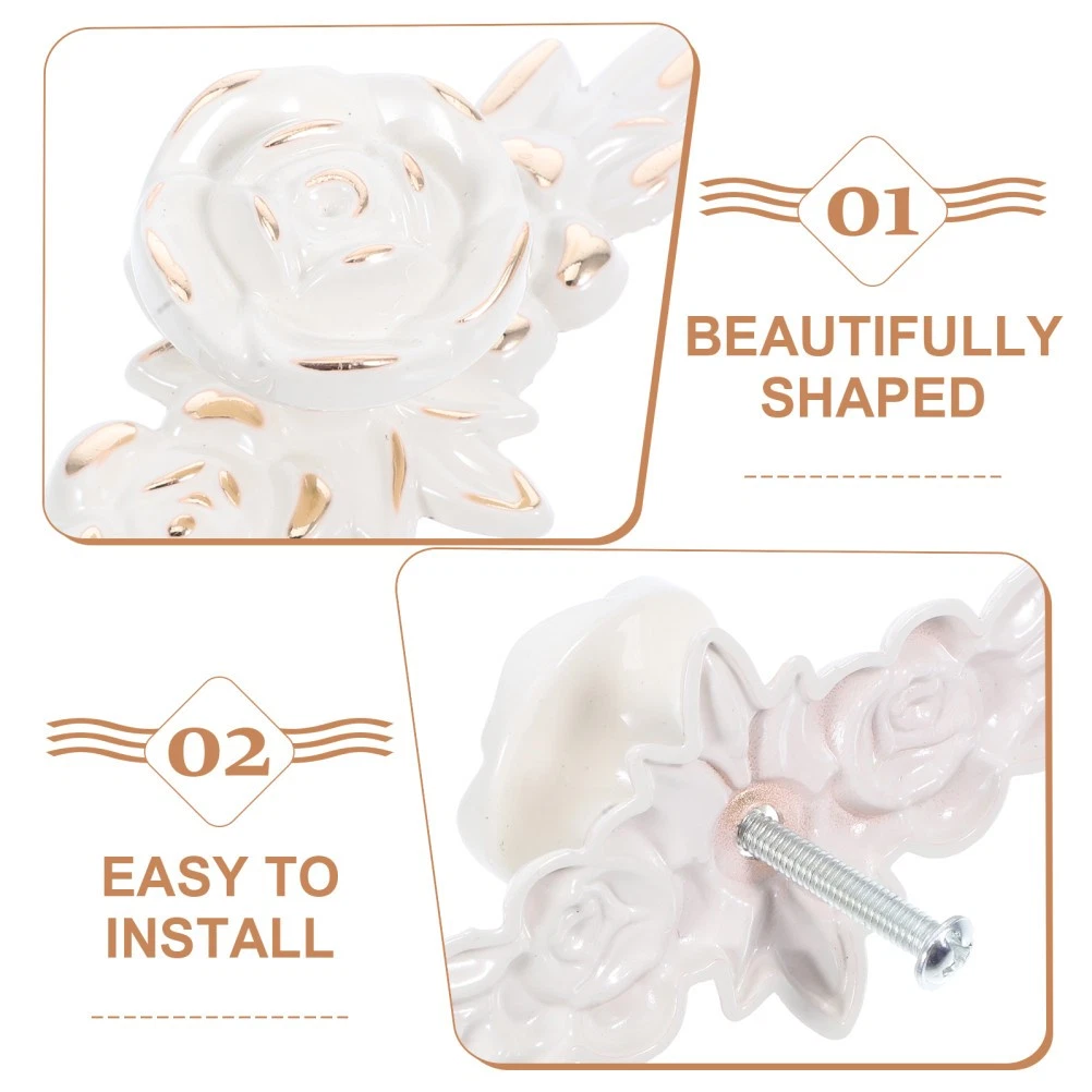 Rose Flower Cabinet Knob Zinc Alloy Easy Install Home Decoration