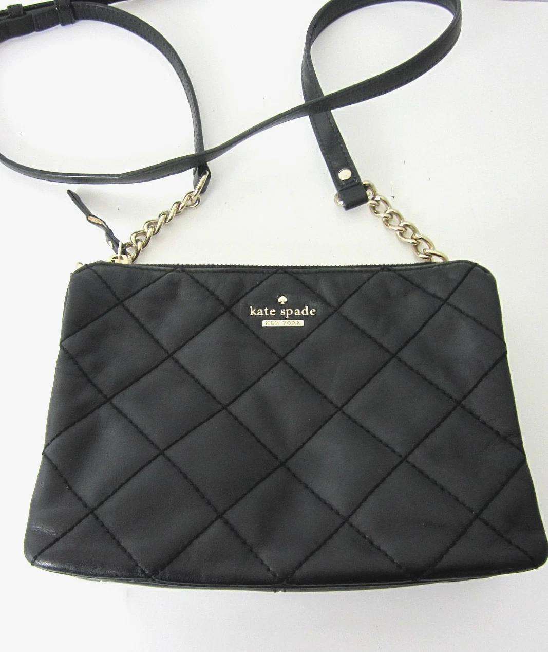 Borsa a tracolla Kate Spade trapuntata tracolla a catena in pelle nera piccola