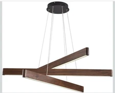 3-Light Linear Pendant, Light Fixture, Modern, Walnut, Brand New
