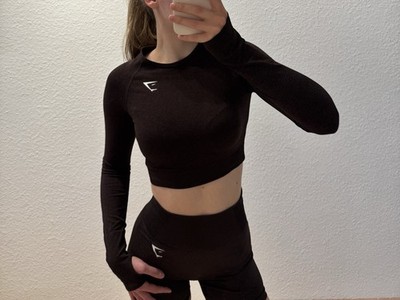 Gymshark Seamless Langarm-Crop-Top   Braun (Größe S)