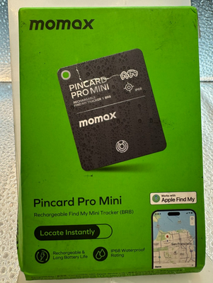 #ad Momax Pincard Pro Mini BR8 Rechargeable Find My Tracker IP68 Black $22.00